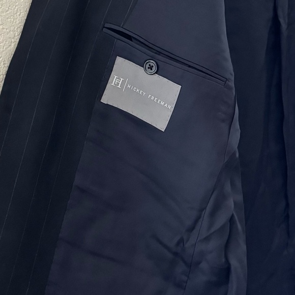 Loro Piana Hickey Freeman Sport Coat Blazer Jacket Wool Stripe Navy Classic 39 R - Picture 12 of 14